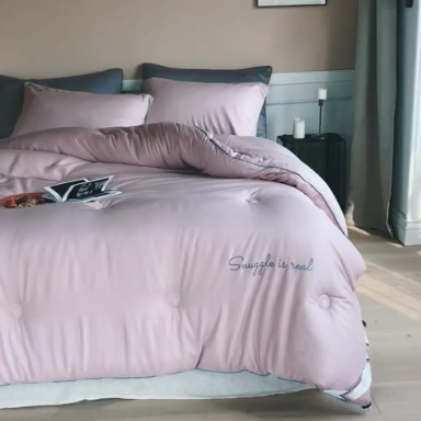 91家纺网 家纺一手货源 找家纺 莱福仕 2022 莫代尔刺绣冬被系列 冬被浅豆沙