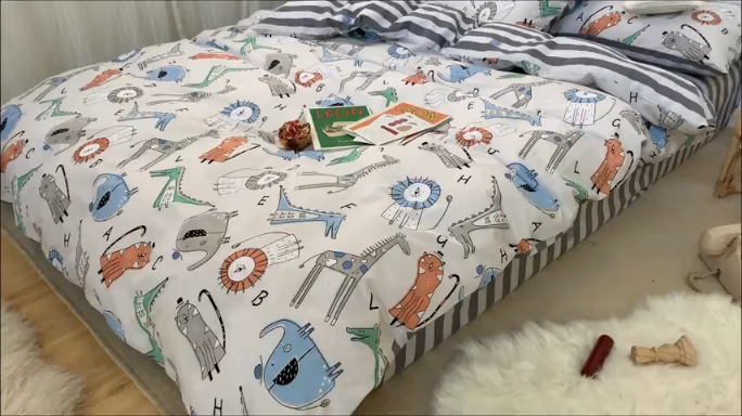 91家纺网 家纺一手货源 找家纺 时年 2019全棉小可爱四件套 动物派对