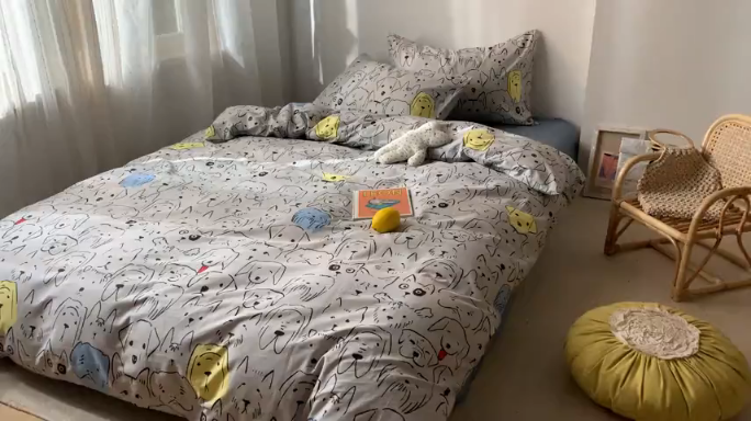 91家纺网 家纺一手货源 找家纺 时年 2019全棉小可爱四件套 狗崽队