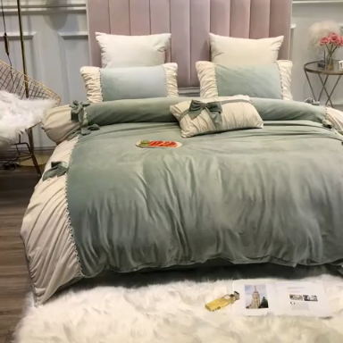 91家纺网 家纺一手货源 找家纺 （总）星野 2019新款宝宝绒韩版小公主四件套