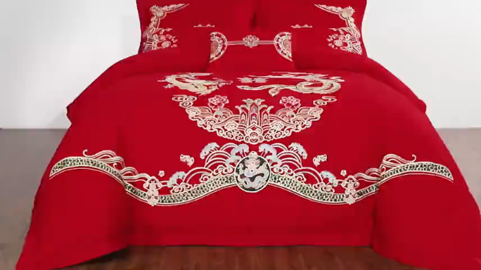 91家纺网 家纺一手货源 找家纺 （总3）千禧婚庆专供 2019喷气全棉婚庆四件套