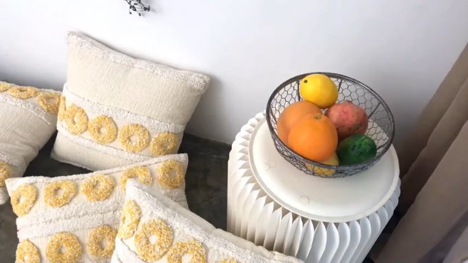 91家纺网 家纺一手货源 找家纺 918家纺 2021丹吉尔ins波西米亚风情簇绒抱枕丹吉尔D