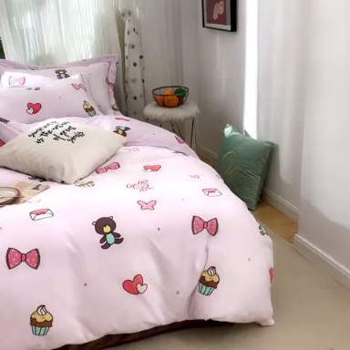 91家纺网 家纺一手货源 找家纺 时年 2019牛奶绒印花保暖四件套 童趣