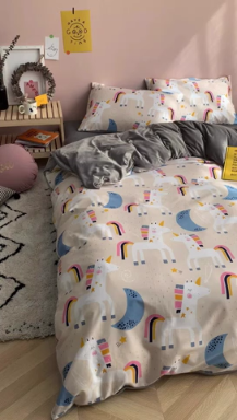 91家纺网 家纺一手货源 找家纺 时年 2019棉加绒系列三四件套 彩虹马