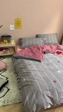 91家纺网 家纺一手货源 找家纺 时年 2019棉加绒系列三四件套 格纹星星