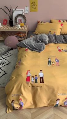 91家纺网 家纺一手货源 找家纺 时年 2019棉加绒系列三四件套 快乐一家人