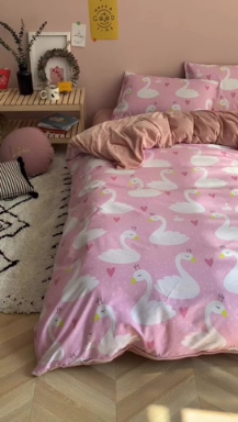 91家纺网 家纺一手货源 找家纺 时年 2019棉加绒系列三四件套 天鹅公主