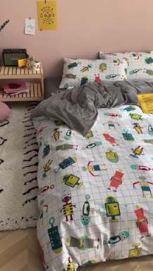 91家纺网 家纺一手货源 找家纺 时年 2019棉加绒系列三四件套 小小机器人