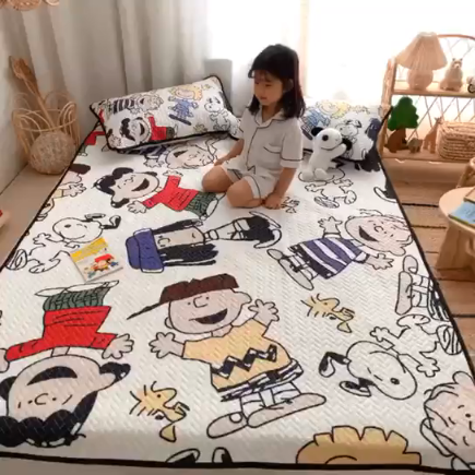 91家纺网 家纺一手货源 找家纺 萝莉家纺 数码印花水洗空调软席三件套天丝乳胶软席（史努比）