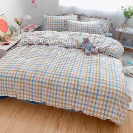 91家纺网 家纺一手货源 找家纺 2021牛奶绒四件套（马卡龙格蓝）