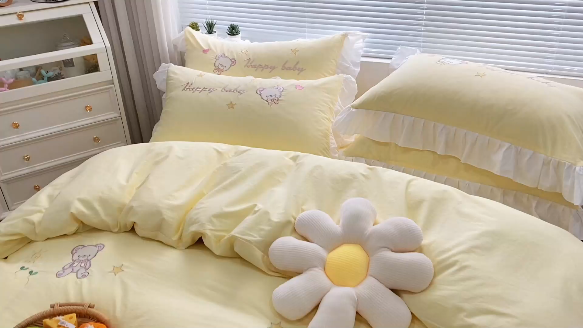 91家纺网 家纺一手货源 找家纺 （总）亲亲公主2025全棉水洗棉卡通可爱风刺绣四件套