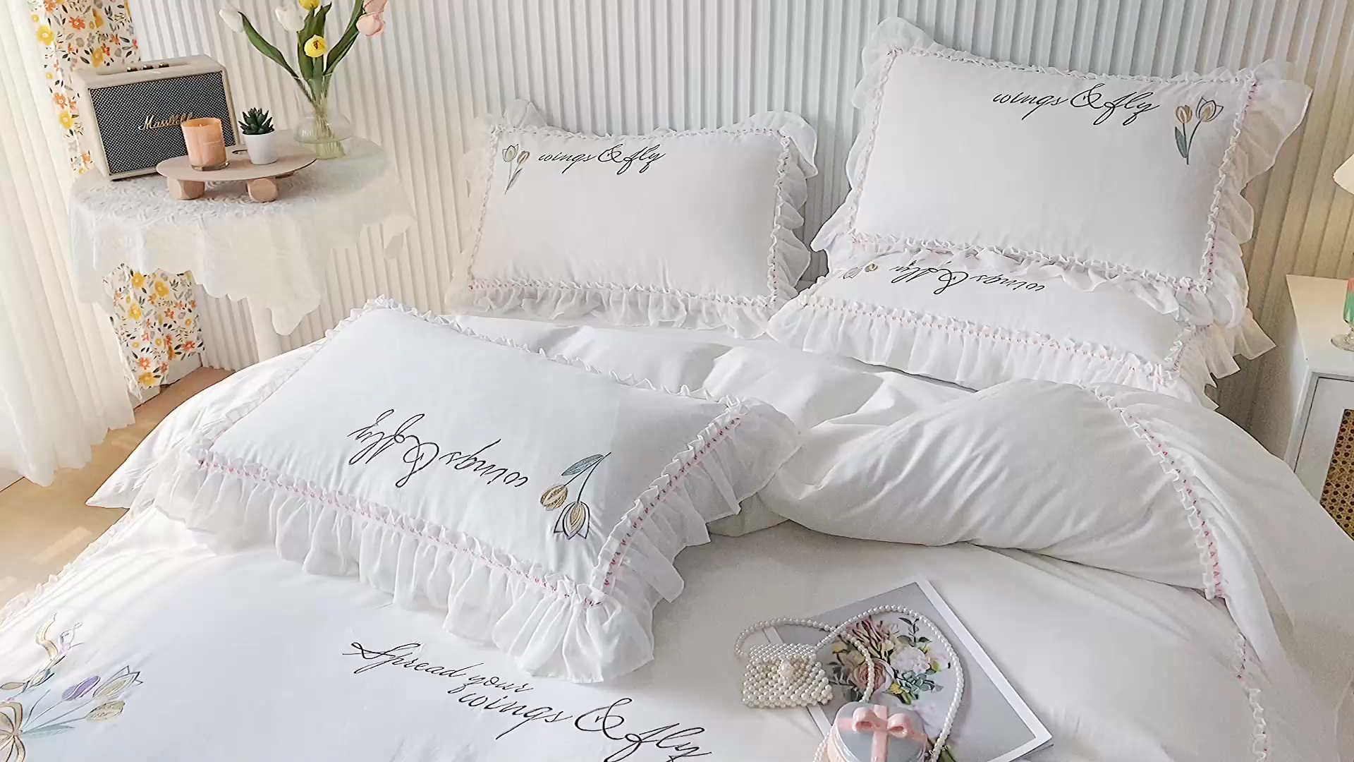 91家纺网 家纺一手货源 找家纺 （总）亲亲公主全棉绣花韩版公主风蕾丝四件套