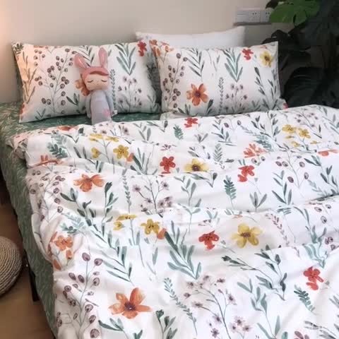 91家纺网 家纺一手货源 找家纺 沐棉家居 2019新款13370全棉小碎花四件套实拍 匆匆