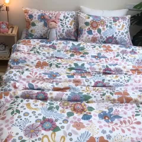 91家纺网 家纺一手货源 找家纺 沐棉家居 2019新款13370全棉小碎花四件套实拍 洛城时光