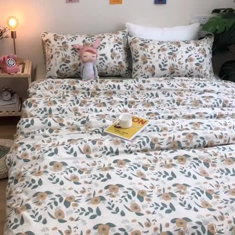 91家纺网 家纺一手货源 找家纺 沐棉家居 2019新款13370全棉小碎花四件套实拍 木棉花