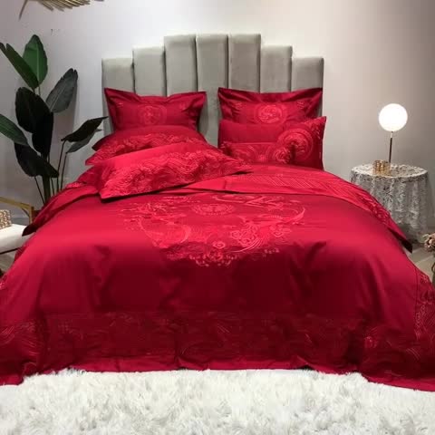 91家纺网 家纺一手货源 找家纺 馨蕊家居 2021新款100支高端婚庆四件套 纯享一生