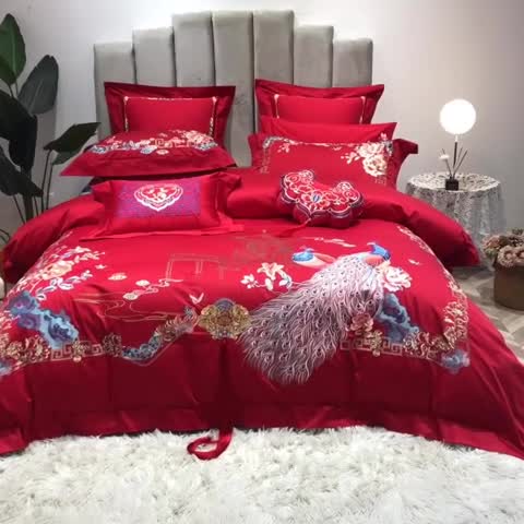 91家纺网 家纺一手货源 找家纺 馨蕊家居 2021新款100支高端婚庆四件套 白首不渝