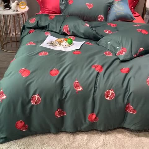 91家纺网 家纺一手货源 找家纺 优然居 2019新款长绒棉活性印花四件套 石榴红