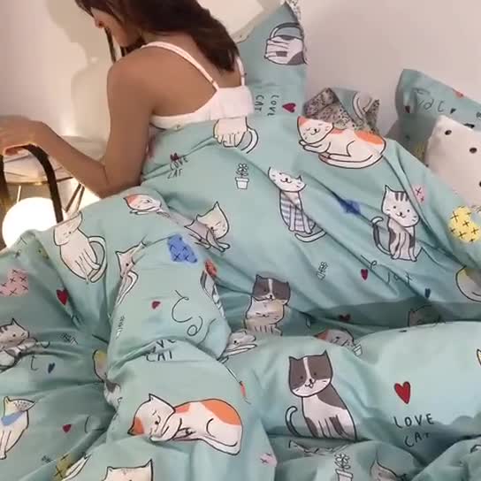 91家纺网 家纺一手货源 找家纺 （总）窝米 2019全棉13372卡通花卉系列四件套