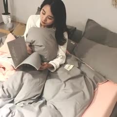 91家纺网 家纺一手货源 找家纺 蓝巢家纺2020年春夏新品全棉加厚水洗棉双拼款四件套浅灰粉