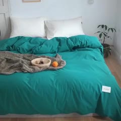 91家纺网 家纺一手货源 找家纺 蓝巢家纺 2020年春夏新品全棉加厚水洗棉床单 墨绿