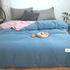 91家纺网 家纺一手货源 找家纺 蓝巢家纺 2020年春夏新品全棉加厚水洗棉床单 湖蓝
