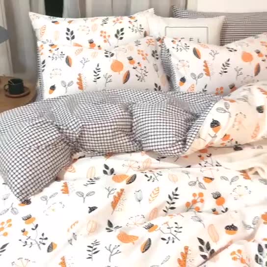 91家纺网 家纺一手货源 找家纺 感遇家纺 2020年春夏全棉四件套纯棉三件套 花绣-黄