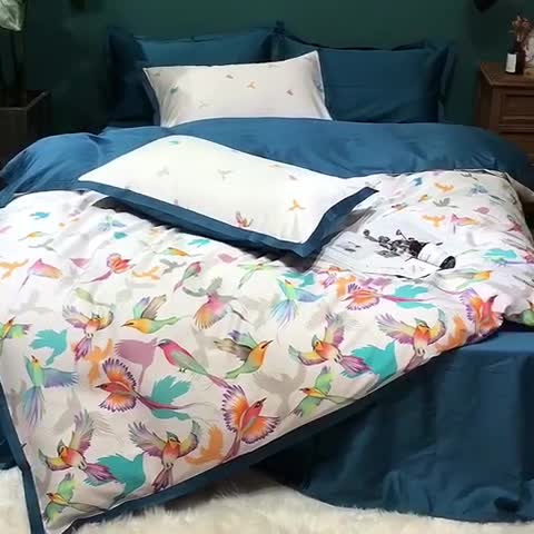 91家纺网 家纺一手货源 找家纺 太古汇 2020新款60支数码印花四件套 布伦达-白