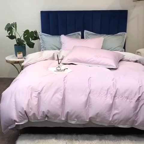 91家纺网 家纺一手货源 找家纺 （总）太古汇 2020新款60支贡缎长绒棉双拼四件套实拍图