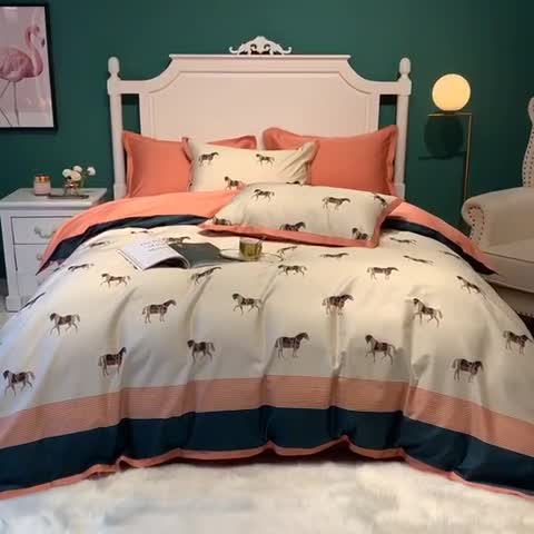 91家纺网 家纺一手货源 找家纺 太古汇 2020新款60长绒棉印花四件套 特莉莎