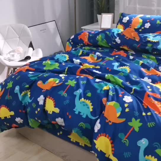 91家纺网 家纺一手货源 找家纺 赫然家纺 新款舒适柔软亲肤爆款芦荟棉四件套货源充足 恐龙岛