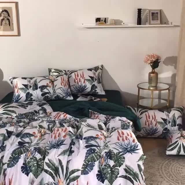 91家纺网 家纺一手货源 找家纺 琪格格 2020新款水洗真丝印花四件套 回归自然