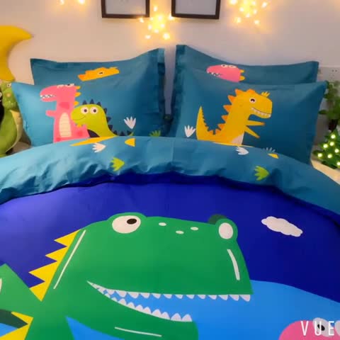 91家纺网 家纺一手货源 找家纺 孩子王家纺 2023新款全棉卡通13070四件套 嗨皮萌宠