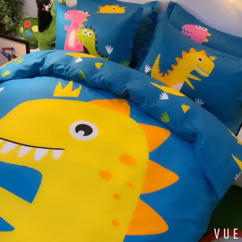 91家纺网 家纺一手货源 找家纺 孩子王家纺 2023新款全棉卡通13070四件套 探险家