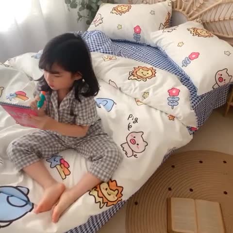 91家纺网 家纺一手货源 找家纺 星期八 2020新款13372全棉四件套 狮子与象