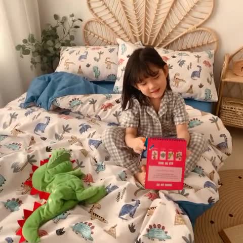 91家纺网 家纺一手货源 找家纺 星期八 2020新款13372全棉四件套 侏罗纪