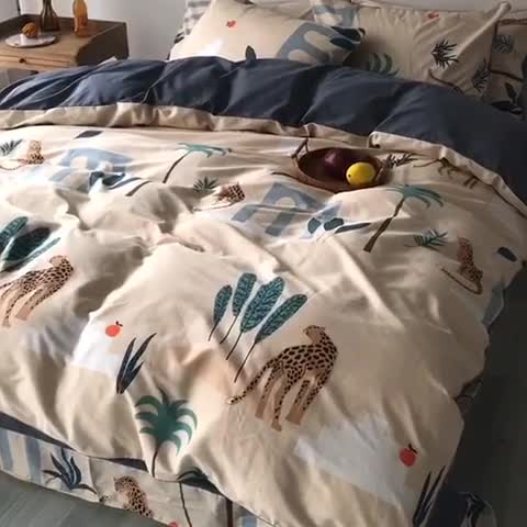 91家纺网 家纺一手货源 找家纺 眠屿 2020新款13372全棉四件套 守望雨林