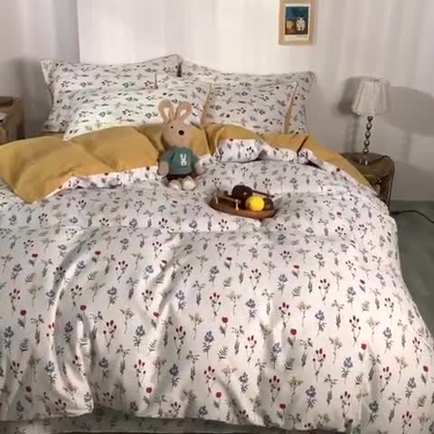 91家纺网 家纺一手货源 找家纺 眠屿 2020新款13372全棉四件套 花间密语