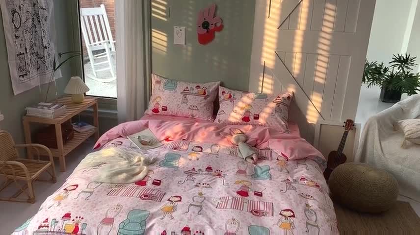 91家纺网 家纺一手货源 找家纺 时年家纺 2020新款全棉四件套小可爱系列 公主日记