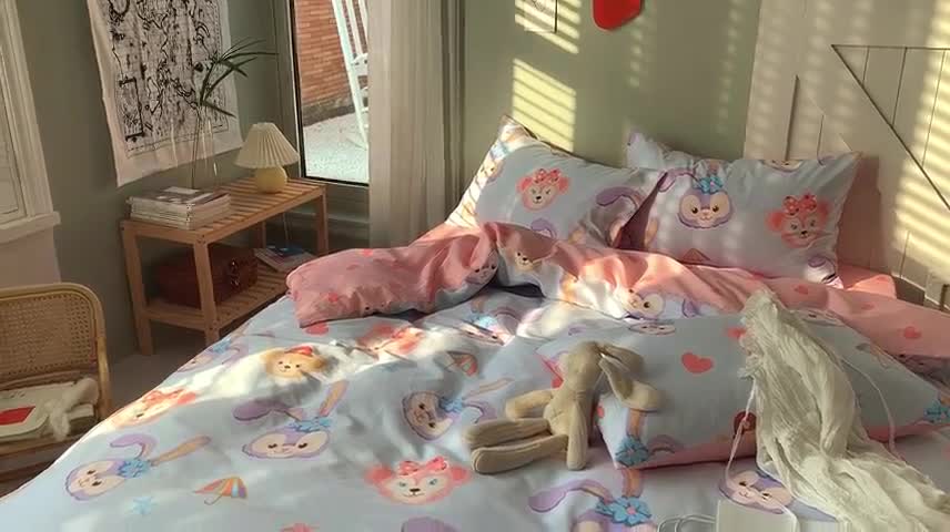 91家纺网 家纺一手货源 找家纺 时年家纺 2020新款全棉四件套小可爱系列 可爱兔兔