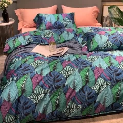 91家纺网 家纺一手货源 找家纺 优然居 2020年活性印花四件套 绿萝