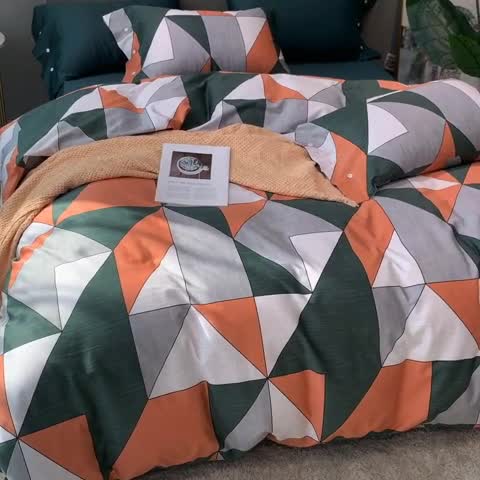 91家纺网 家纺一手货源 找家纺 优然居 2020年活性印花四件套 圣贝橘色