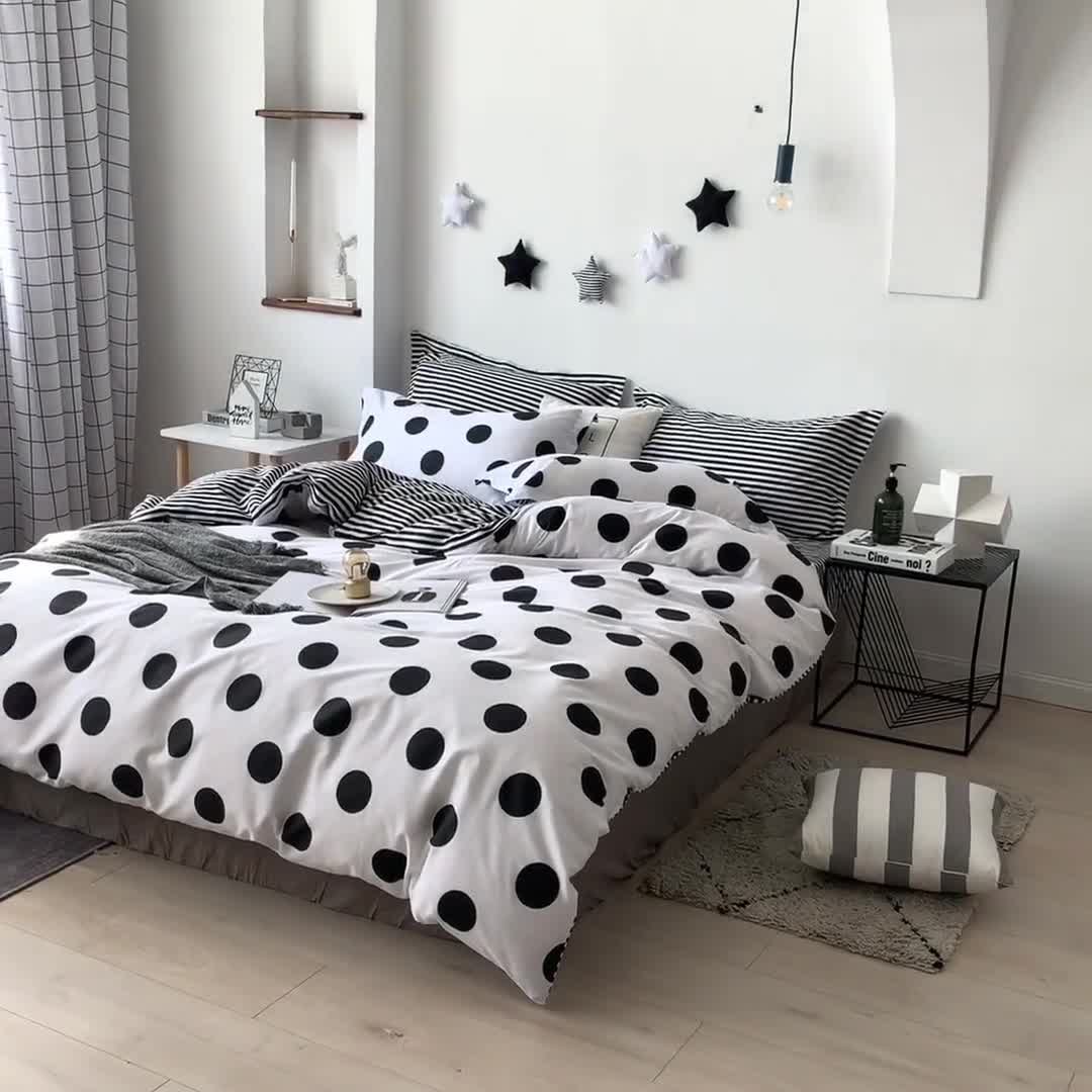 91家纺网 家纺一手货源 找家纺 艾佳  2025新款全棉经典黑白四件套床单款 瑞卡