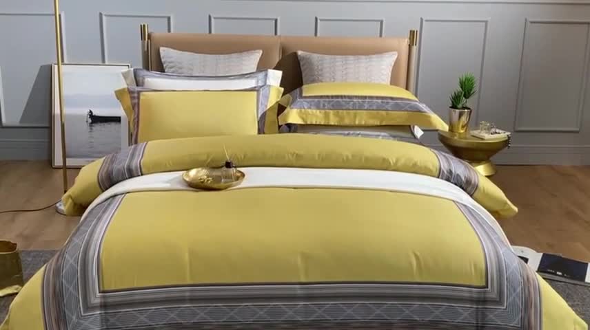 91家纺网 家纺一手货源 找家纺 威克凯丽2021新款60长绒棉数码工艺四件套 流金岁月