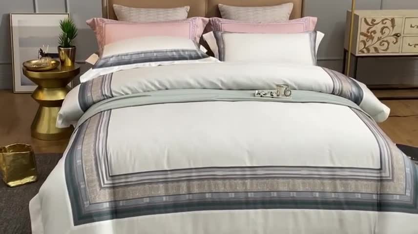 91家纺网 家纺一手货源 找家纺 威克凯丽2021新款60长绒棉数码工艺四件套 赛琳娜