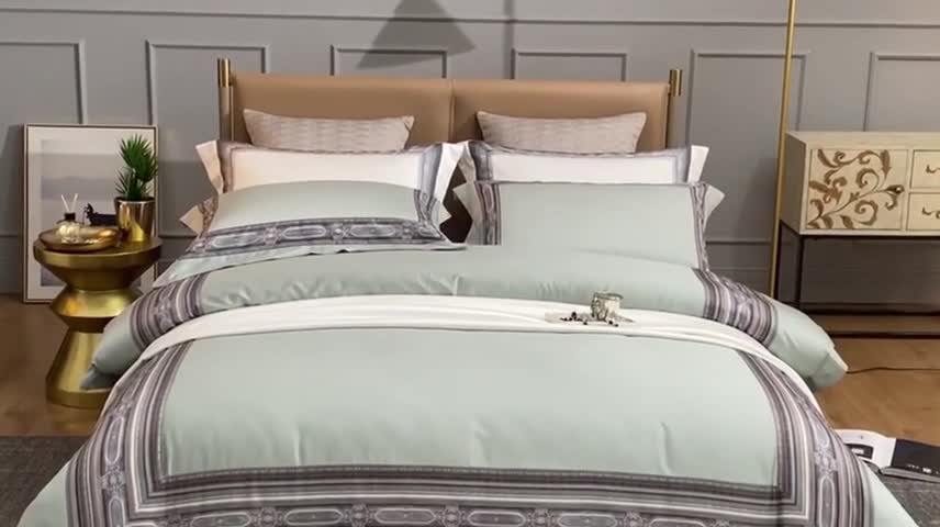 91家纺网 家纺一手货源 找家纺 威克凯丽2021新款60长绒棉数码工艺四件套 汉森