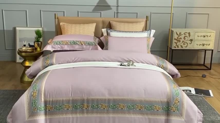 91家纺网 家纺一手货源 找家纺 威克凯丽2021新款60长绒棉数码工艺四件套 格莉蕾丝