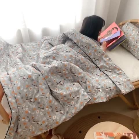 91家纺网 家纺一手货源 找家纺 星期八 2020新款全棉13372夏被两件套 小食记