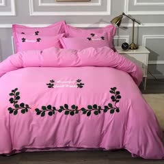 91家纺网 家纺一手货源 找家纺 13372田园风全棉毛巾绣四件套纯棉绣花全棉刺绣爱之蔓粉