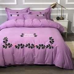 91家纺网 家纺一手货源 找家纺 13372田园风全棉毛巾绣四件套纯棉绣花全棉刺绣爱之蔓紫色
